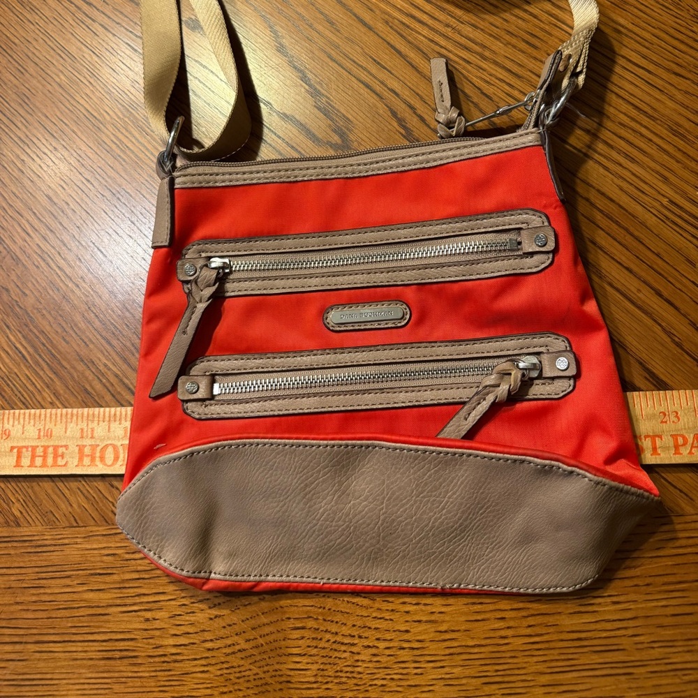 Dana Buchman orange and Tan Crossbody Bag